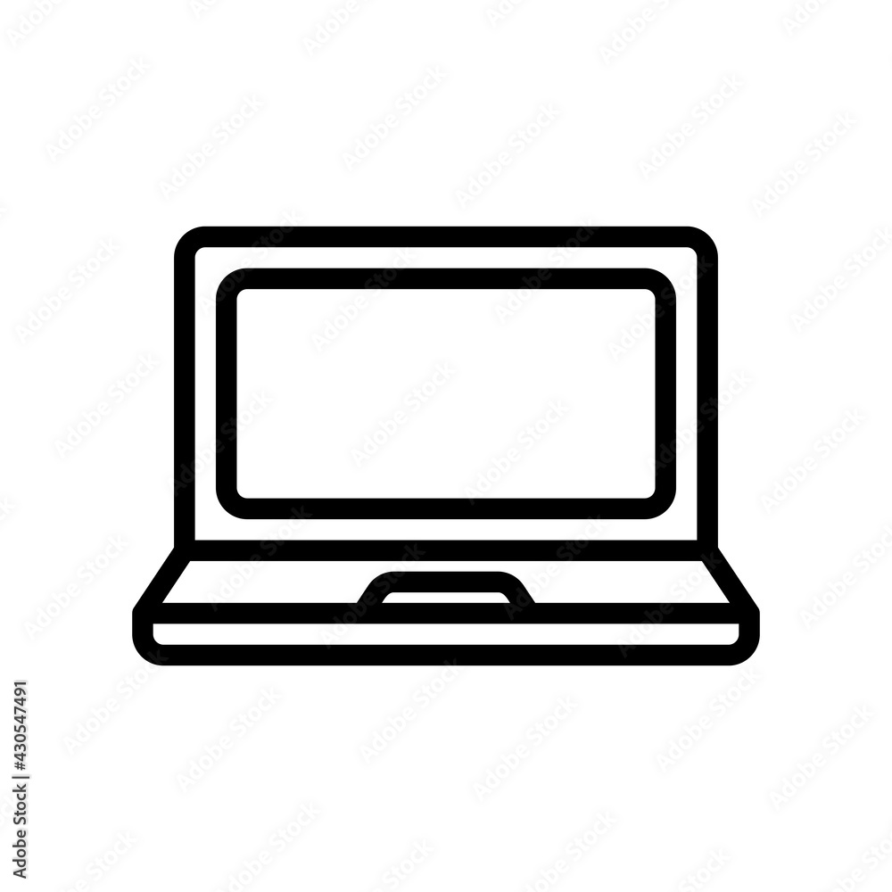 Laptop icon vector illustration in line style about multimedia for any projects Laptop icon vector illustration in line style about multimedia for any projects