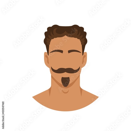 Face of retro man with mustache and beard