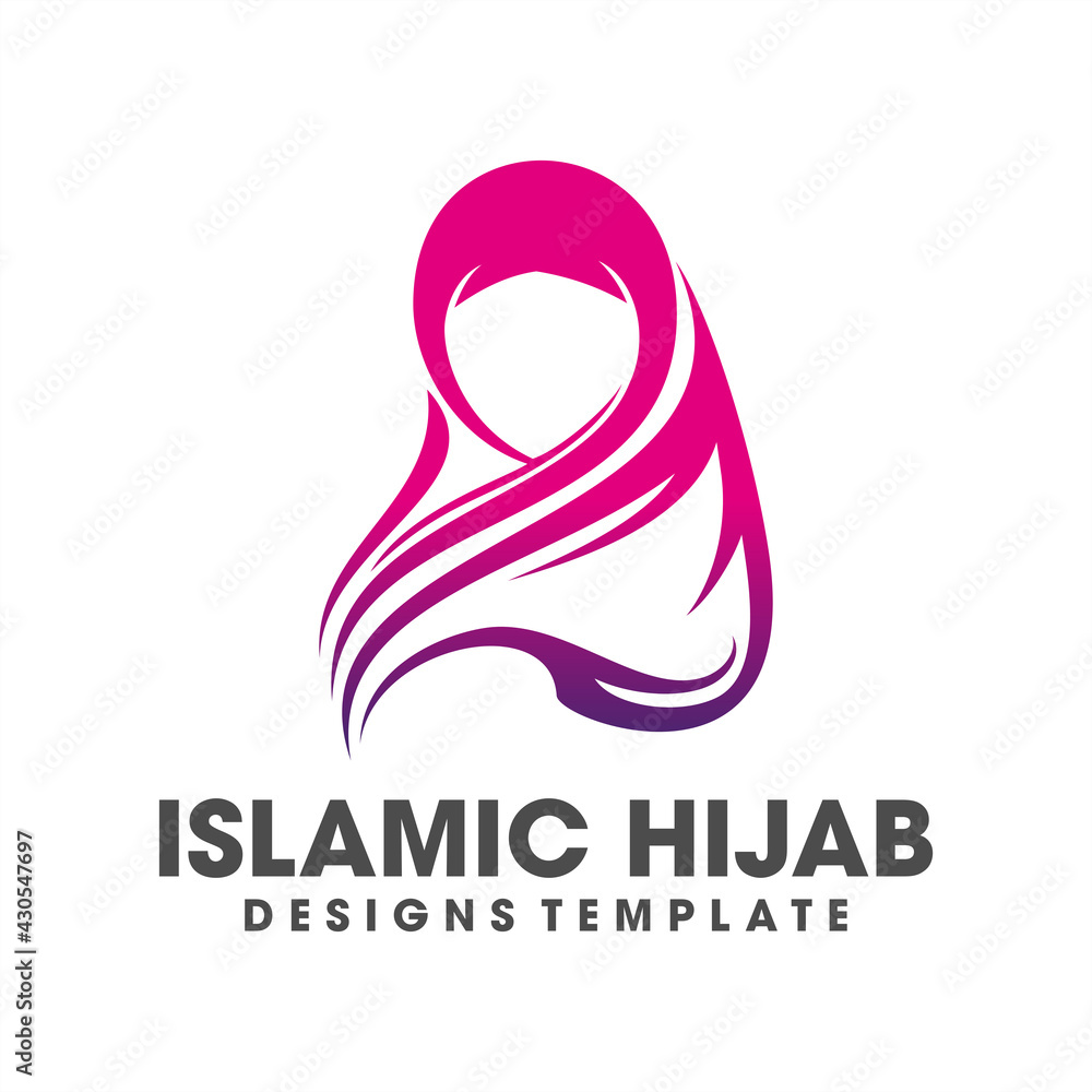 Islamic Hijab girls vector icon template, Hijab women designs vector template Islamic Hijab girls vector icon template, Hijab women designs vector template