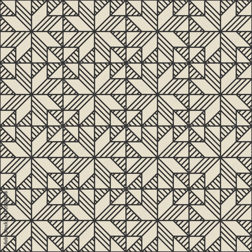 Patchwork monochrome geometric seamless pattern