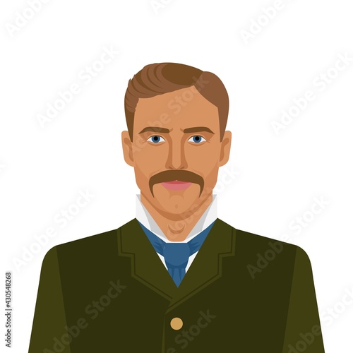 Man with mustache in retro suit