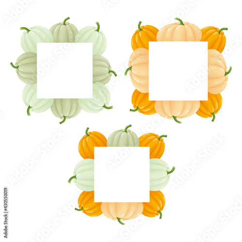 Set of frames with pumpkins.