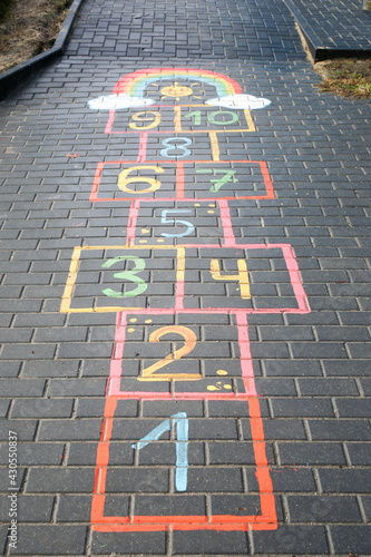 Hopscotch. A game for children.