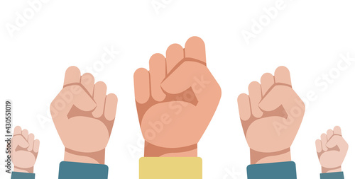 Vector illustration of raised hands clenched into a fist. Raised fist