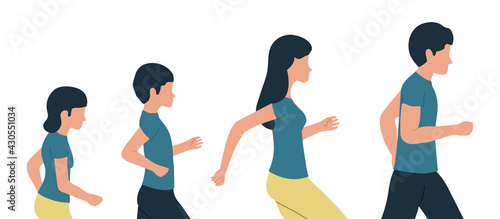 Running family. Vector illustration of a family jogging.
