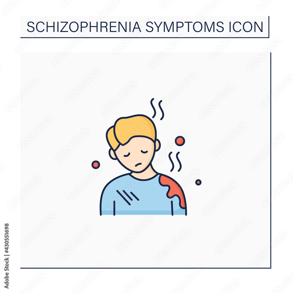 Poor care color icon. Personal hygiene deterioration. General apathy