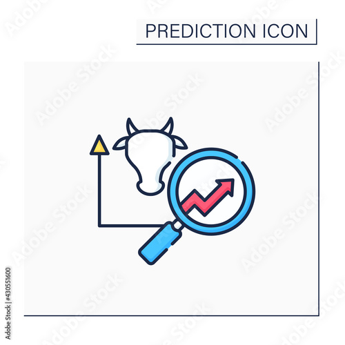 Agriculture color icon. Predictive analytics in farming. Find patterns in environmental changes. Automation detailed research. Business predicting concept.Isolated vector illustration
