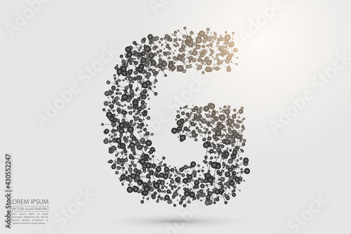 Abstract letters font is composed of three-dimensional triangles, lines, dots and spider webs of connections. Vector illustration eps 10.