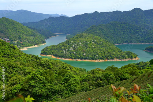 View from Catfish Head Observation Deck at Feitsui Reservoir in Shiding District, New Taipei, Taiwan. photo