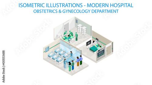 Gynecology department. The future of health care and medical hospital concept.  Robot technology and ai.