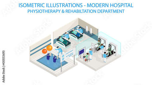 Physiotherapy department. The future of health care and medical hospital concept.  Robot technology and ai.