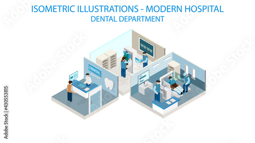 Dental department. The future of health care and medical hospital concept.  Robot technology and ai.