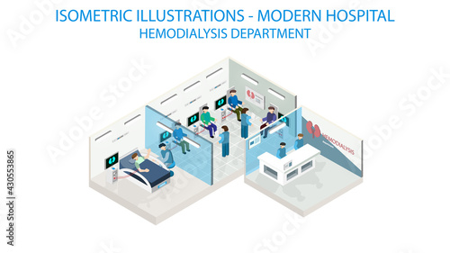 Hemodialysis department. The future of health care and medical hospital concept.  Robot technology and ai.