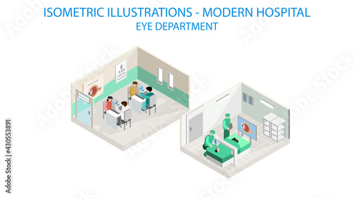 Eye care department. The future of health care and medical hospital concept.  Robot technology and ai.