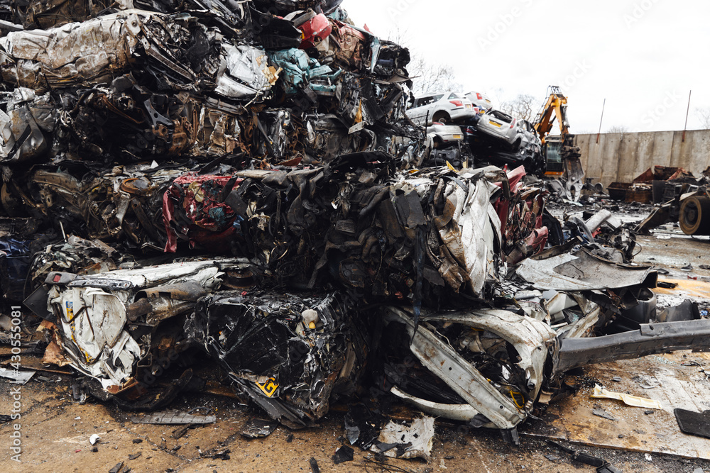 Scrapped Cars Crushed In Vehicle Recycling Centre Scrapped Cars Crushed In Vehicle Recycling Centre
