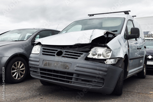 Badly Damaged Van Right Off In Commercial Vehicle Recycling Or Insurance Pound © Southworks