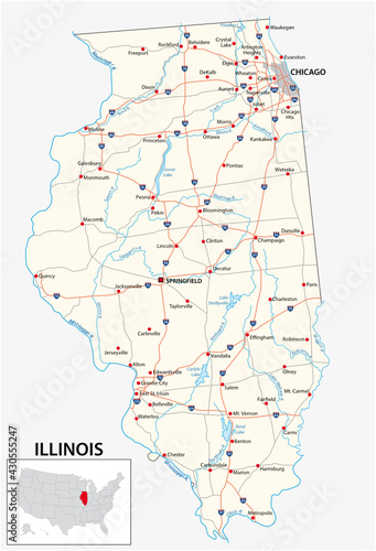 road map of the US American State of illinois photo