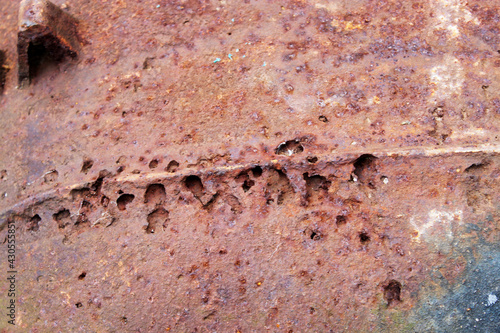 Rust on the metal. Natural background with rusty metal