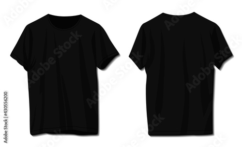 Blank Black t-shirt template. Front and back