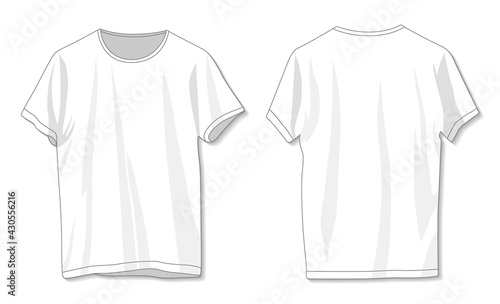 Blank white t-shirt template. Front and back
