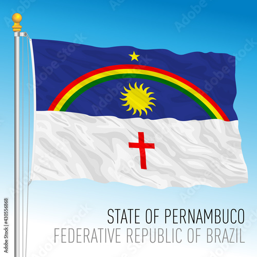 State of Pernambuco, official regional flag, Brazil, vector illustration