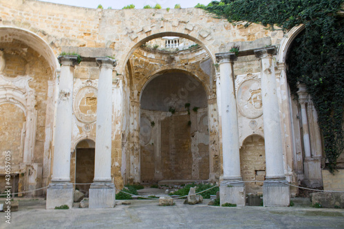 Mazara del Vallo, Sicily, Italy, January 19, 2020, evocative image of the remains of the Church of Sant'Ignazio, 18th century
