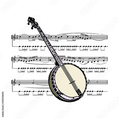 banjo stock vector illustration isolated on white background in EPS10