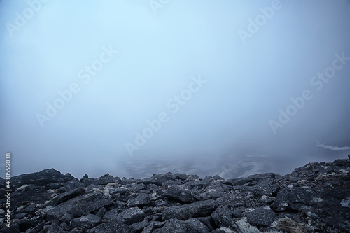 mountains rocks stones fog landscape, background minimalism