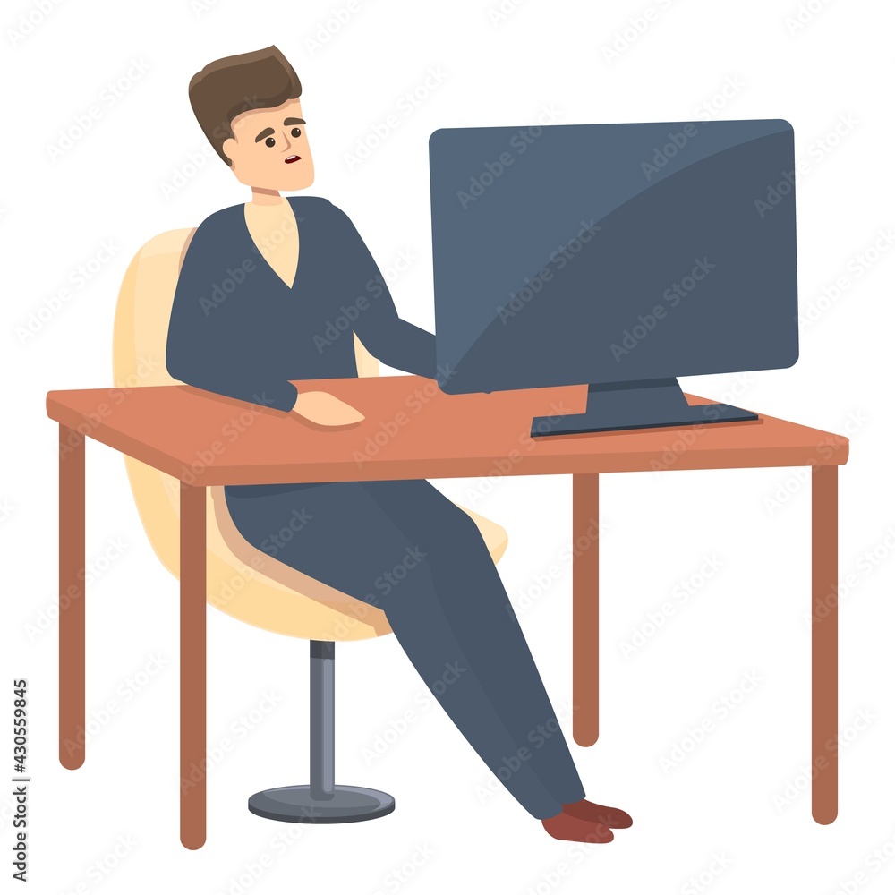 Rush job on computer icon. Cartoon of Rush job on computer vector icon for web design isolated on white background