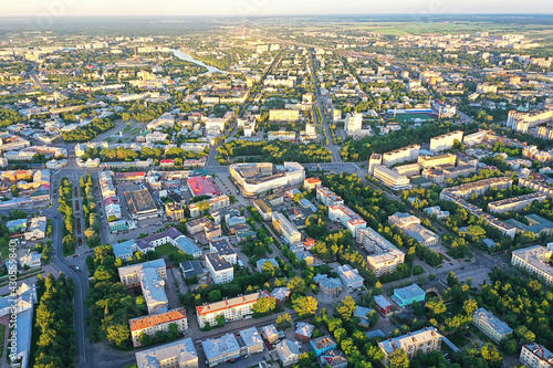 vologda view of the city from a drone, buildings architecture, a trip to the province in russia