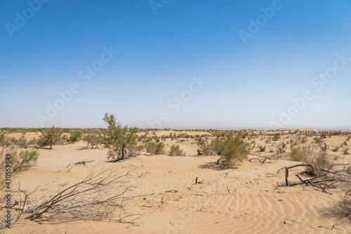 desert / sand dune landscape view near Yazd in Iran - desertification, climate change, environment concept image