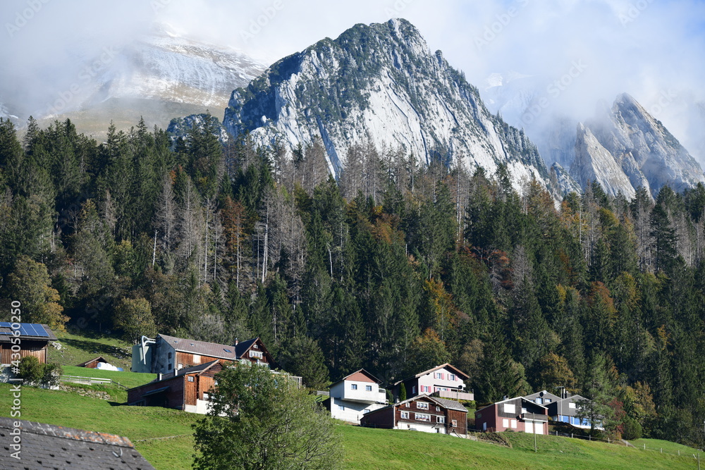 wonderful panoramic alpine view in Switzerland, Europe