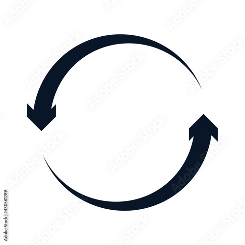Arrow in a circle. Clockwise concept, vortex, swirl. Vector icon isolated on white background.