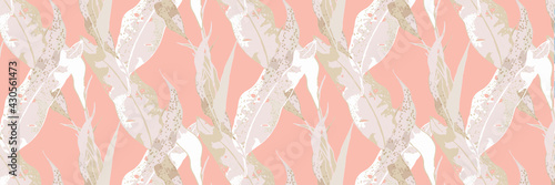 Coral Light Tone Leaves Pattern Arrangement for Textile and Wallpaper Design
