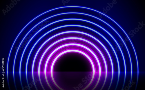 Neon glowing lines, magic energy space light concept, abstract background wallpaper design