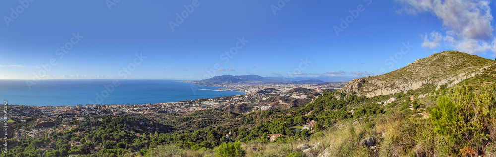 Panorama view of the bay of Malaga, Spain in a sunny day