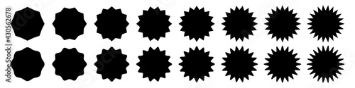 Set of sunburst sticker badges in black