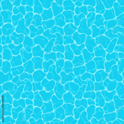 Blue water background. Seamless blue ripples pattern. Water pool texture bottom background. Vector illustration