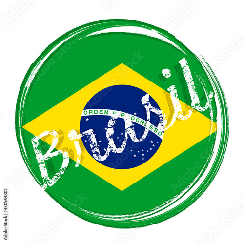 Brazil flag, banner with grunge brush. Background with national country symbol.