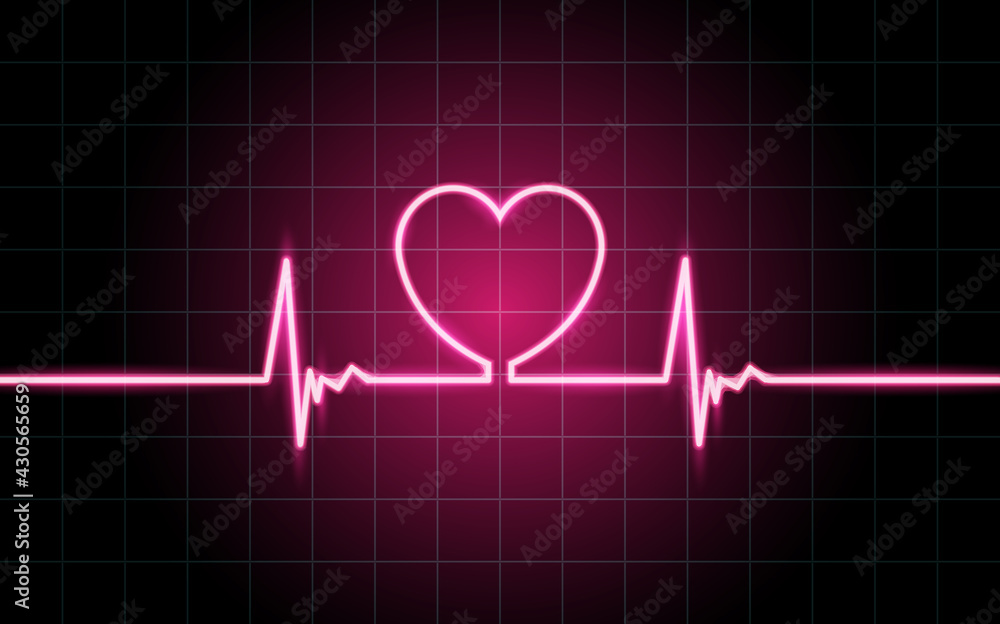 Neon glowing lines, Heartbeat concept, Lifeline background wallpaper design