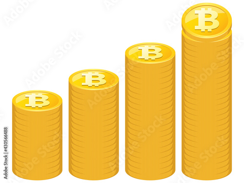 きれいに積み上げ並べたシンプルなビットコインのイラスト素材