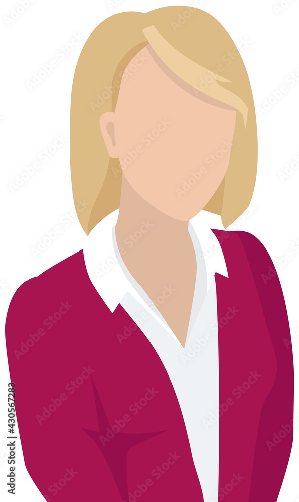 Businesswoman wearing in business clothes. Vector illustration of woman in an office outfit isolated on white. Female character teacher or manager avatar. Secretary in half height icon business person Businesswoman wearing in business clothes. Vector illustration of woman in an office outfit isolated on white. Female character teacher or manager avatar. Secretary in half height icon business person