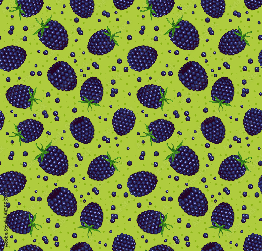 blackberry seamless pattern on green background blackberry seamless pattern on green background