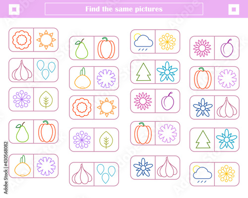  logic game for children. find and connect identical shapes