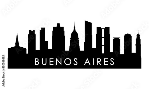 Buenos Aires skyline silhouette. Black Buenos Aires city design isolated on white background.