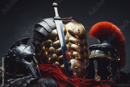 Fototapeta Suit of armor of roman legionary and gladiato