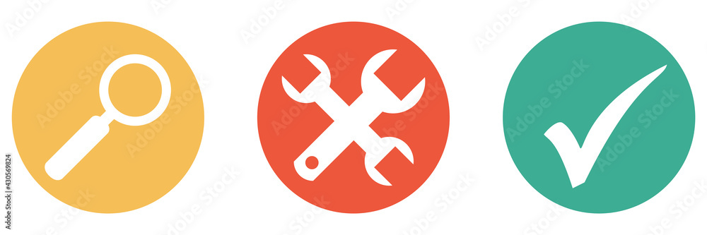 Bunter Banner mit 3 Buttons: Handwerker oder Wartung suchen Bunter Banner mit 3 Buttons: Handwerker oder Wartung suchen