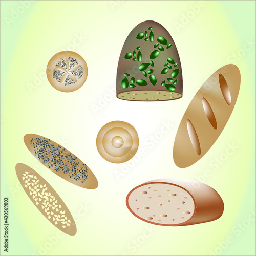 illustration of a set of bread, vector
