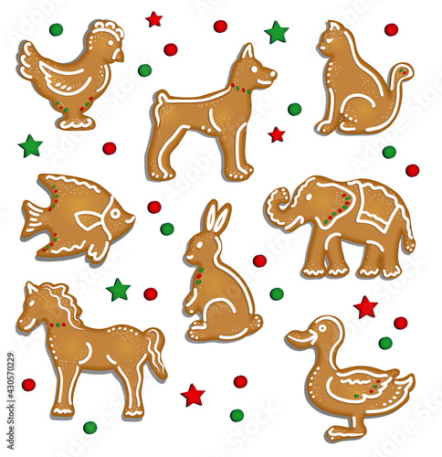 gingerbread cookies in shapes of animals