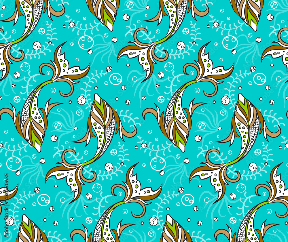 Fototapeta premium seamless pattern with fishes